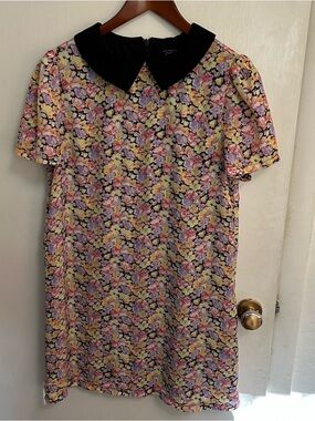 Mod Retro 60s Shift Dress Peter Pan Collar Womens 8 Ditzy floral Kentucky Derby